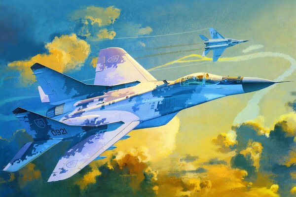 Avion de chasse polyvalent russe MIG-29A en vol