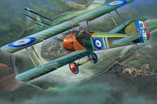 Арт британского истребителя времен первой мировой войны
