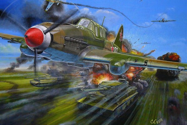 Wartime aircraft and tank art
