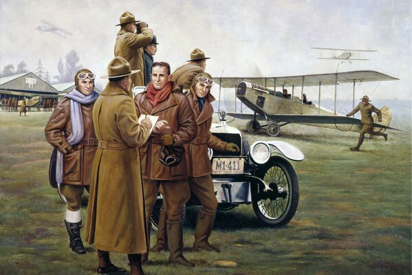 Aeródromo de nueva York en 1916. Personas