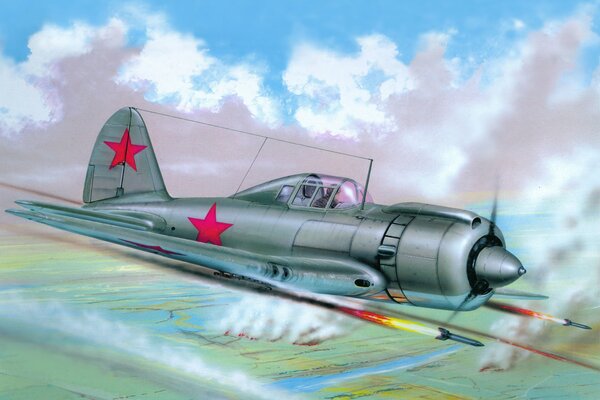 Avión de ataque soviético lanza misiles
