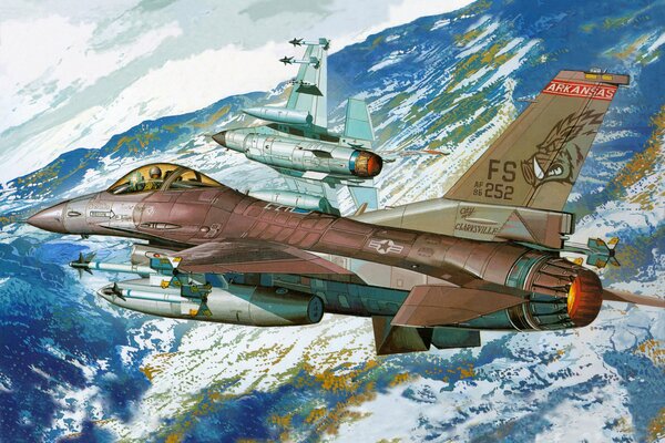 Fighter f-16. Graphic drawing