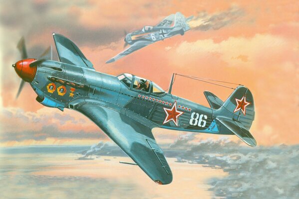 Disegno di un aereo sovietico durante la Grande Guerra Patriottica