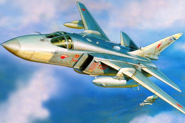 Самолёт бомбардировщик ввс России су-24 рисунок