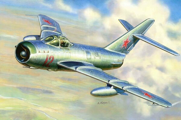 Avion de chasse soviétique MIG-17 en vol