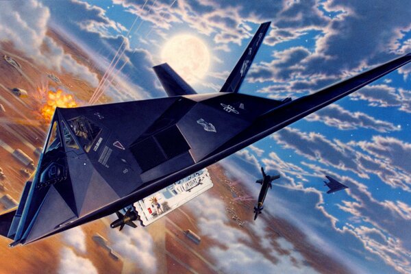 American single-seat subsonic tactical stealth strike aircraft Lockheed F-117