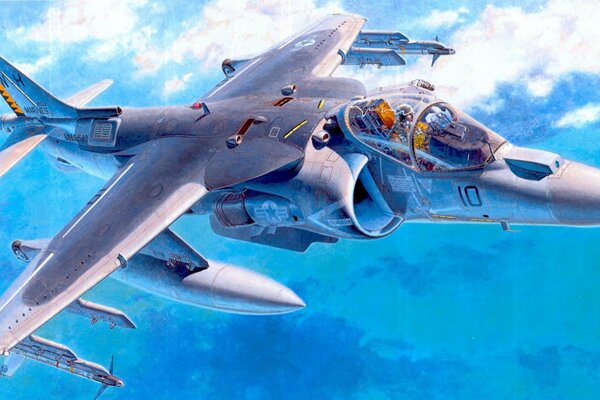 Dessin de l avion d attaque américain Douglas-8B dans le ciel