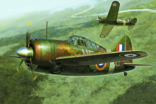 Art image. F2A Buffalo fighter aircraft