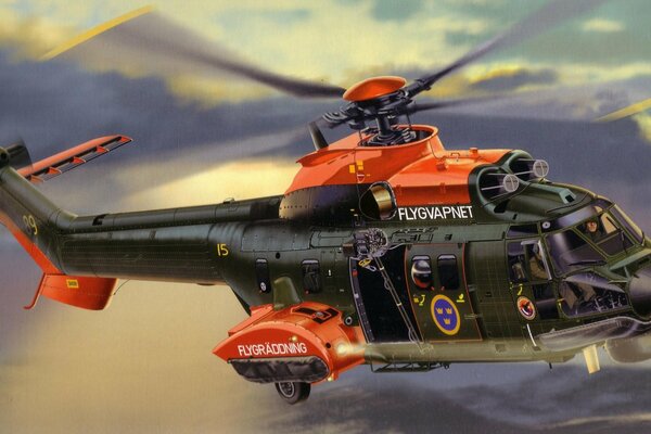 Helicóptero militar con motor de doble turboeje