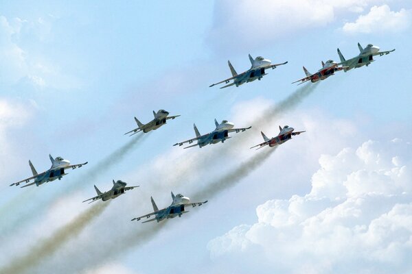 Russian knights at the aviation show