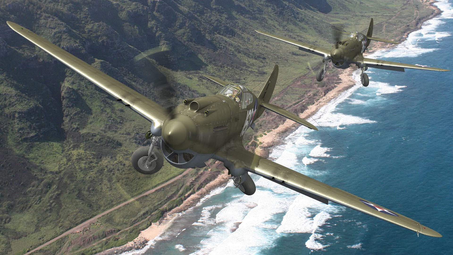 curtiss р-40 уорхок томагавк kittyhaw истребители ввс сша пара берег пляж горы шасси