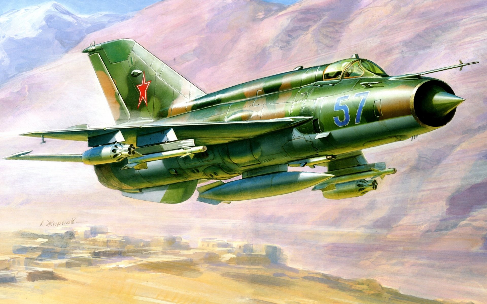 disegno zhirnov aereo combattente mig-21 mikoyan e gurevich