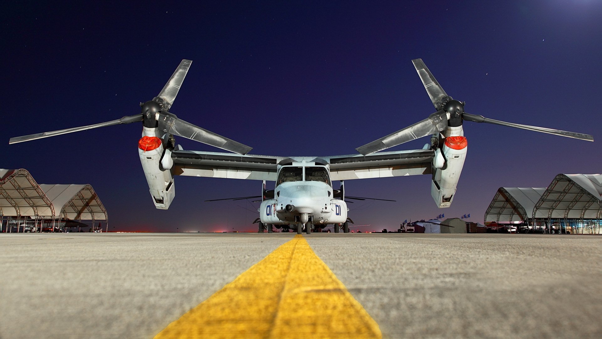 avión aeródromo noche bell v-22 osprey