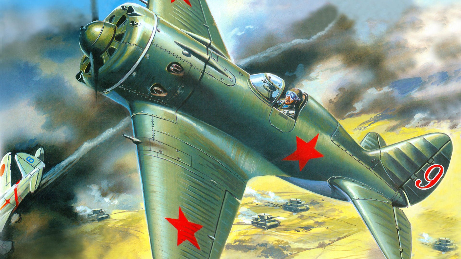 i-16 ishachok soviético monomotor pistón monoplano de combate tanques batalla lucha guerra humo japoneses khalkhin gol nakajima gi-27