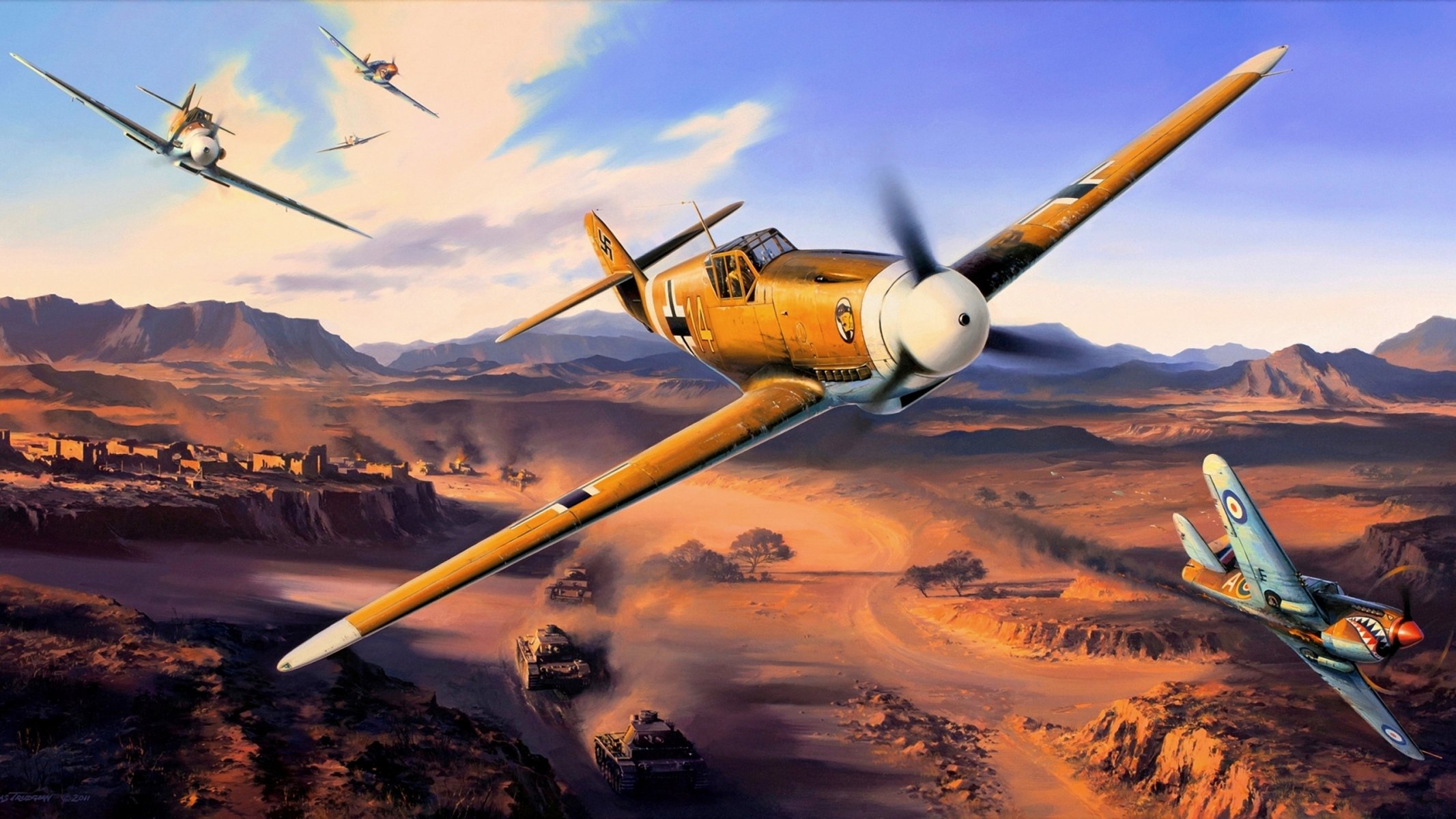 picture nicolas trudgian sands tanks column planes messerschmitt bf.109 luftwaffe the german