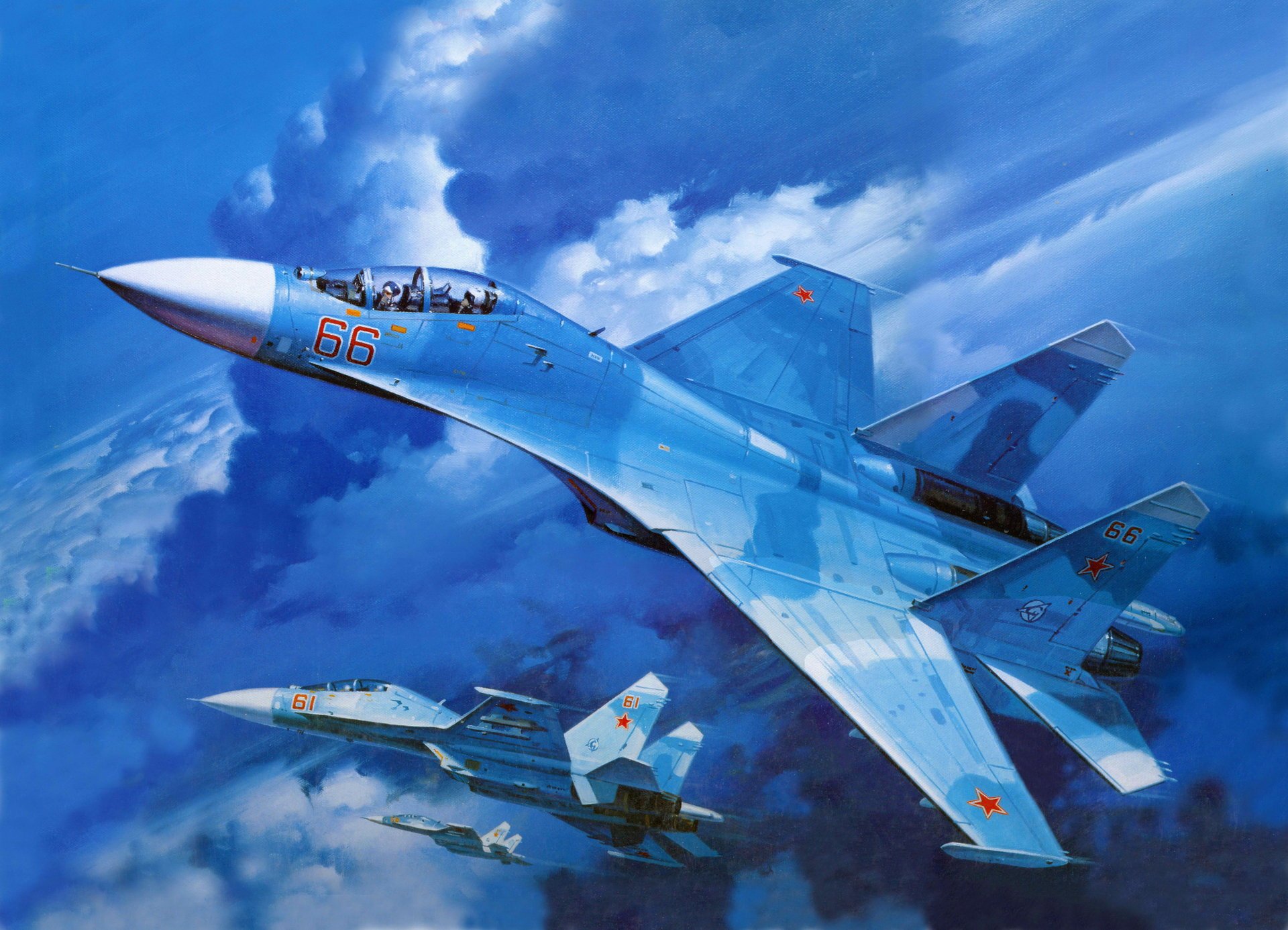 su-27 funken himmel flugzeug blau sterne udssr luftfahrt