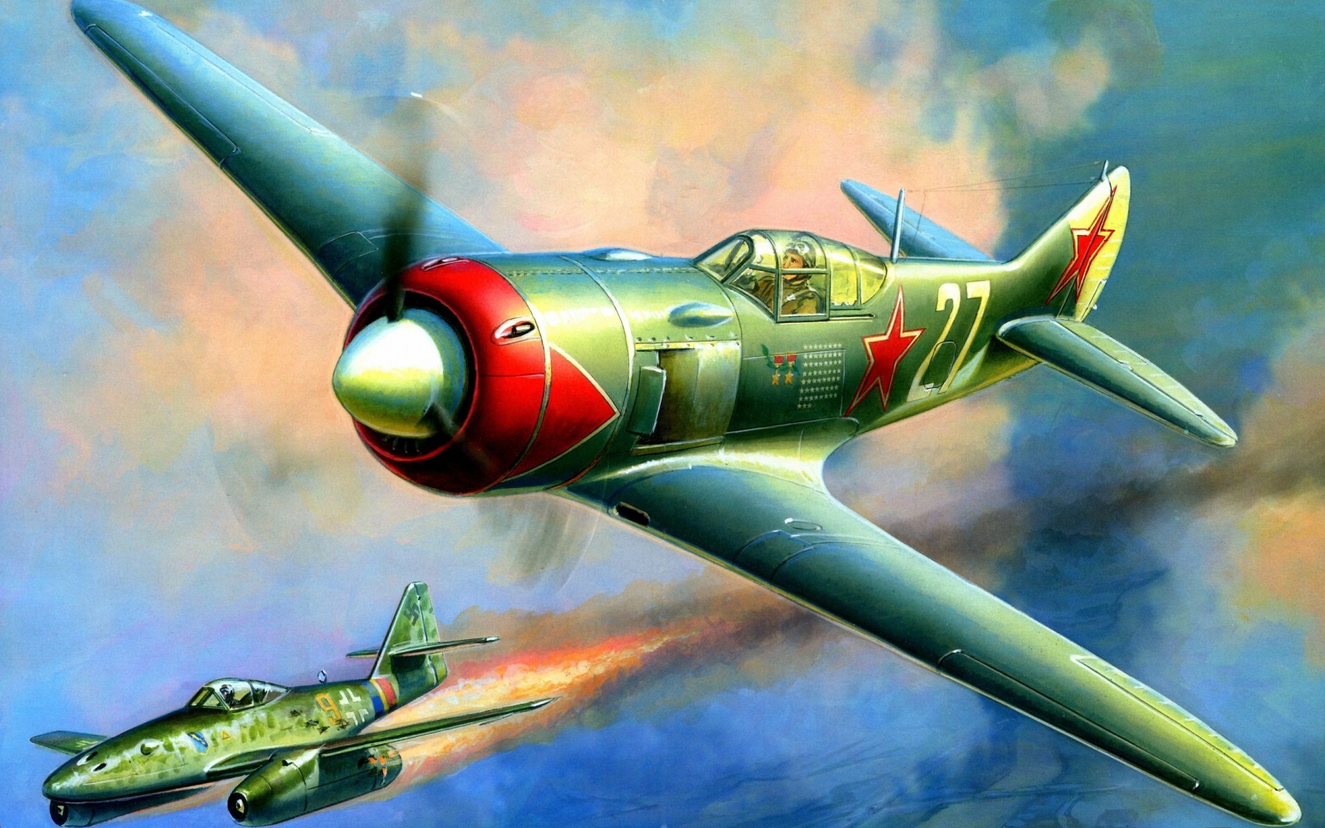 dibujo zhirnov avión caza la-7 lavochkin