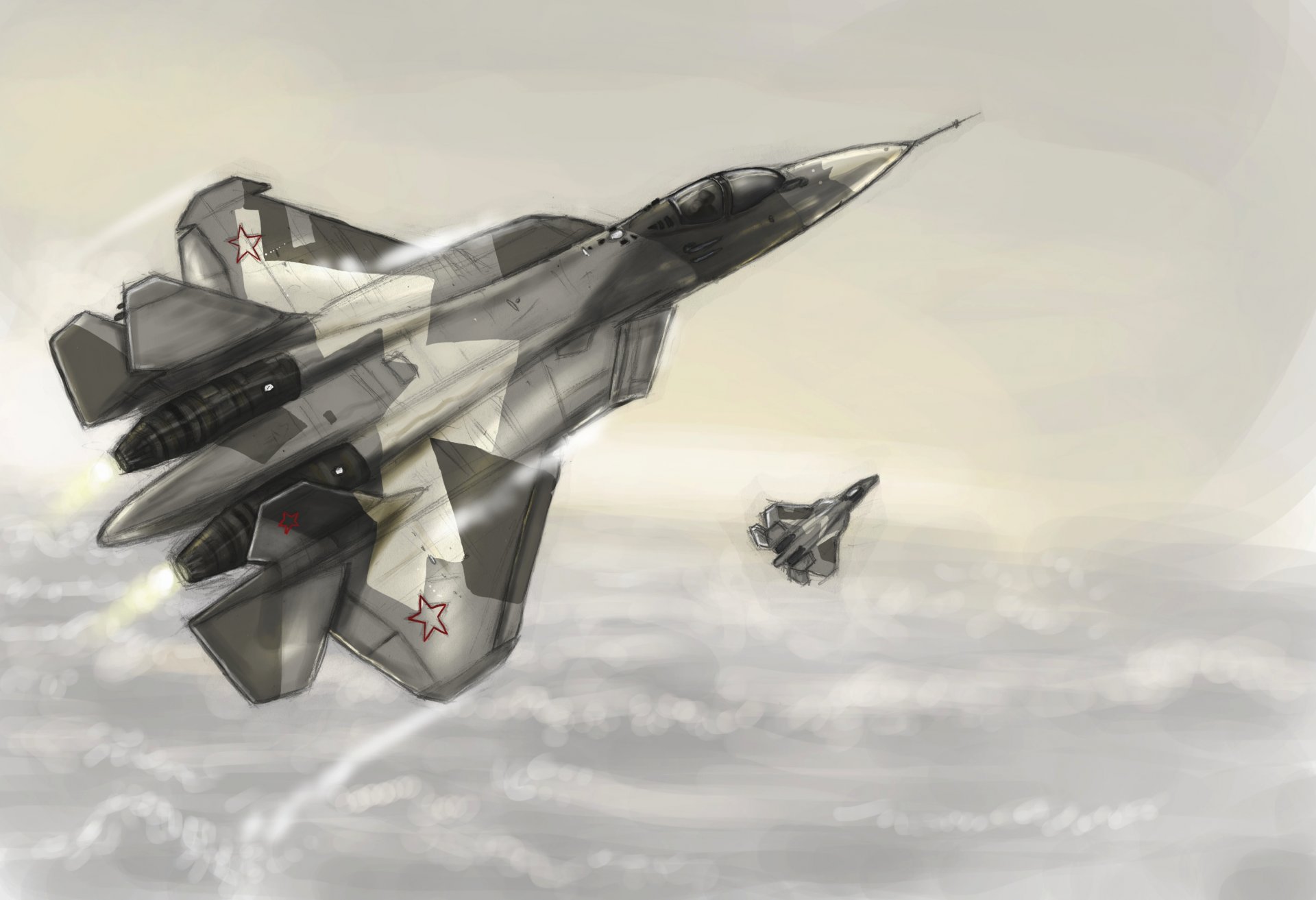 and dry pak fa t-50 pak-fa air force multi-purpose fighter picture flight height clouds sky