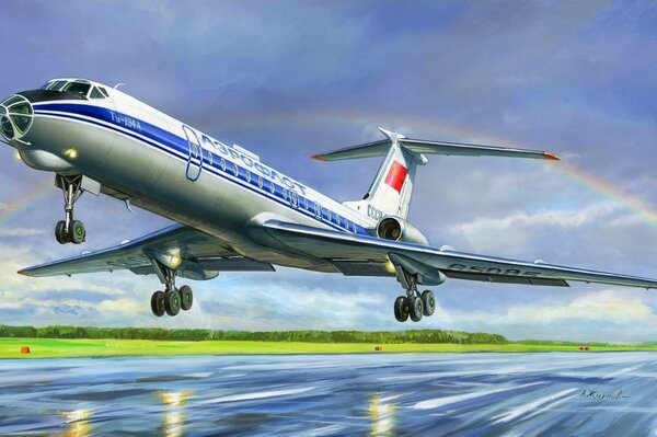 TU-134B passenger plane on take-off