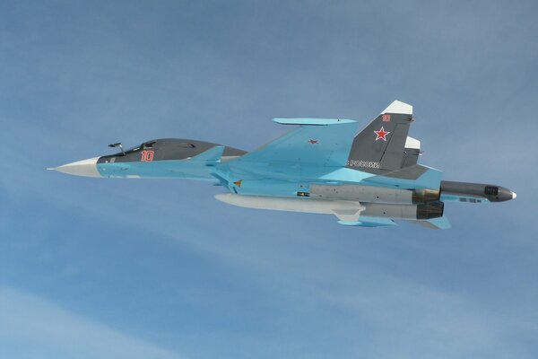 The Sukhoi Frontline bomber of the Russian Federation in flight