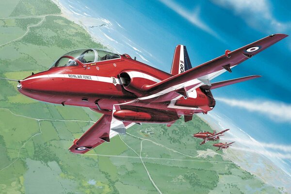 Exhibición aérea de la real fuerza aérea británica llamada red Arrows