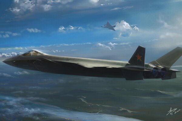 Imagen de caza Chengdu j - 20 volando en el cielo