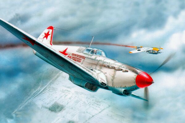 The YAK-7B fighter knocked out the enemy fighter