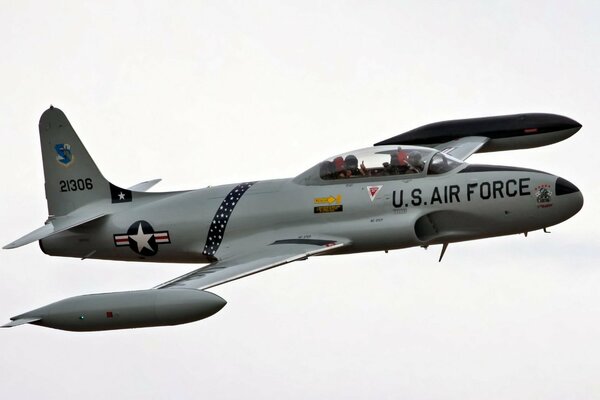 American combat aircraft against a clear sky