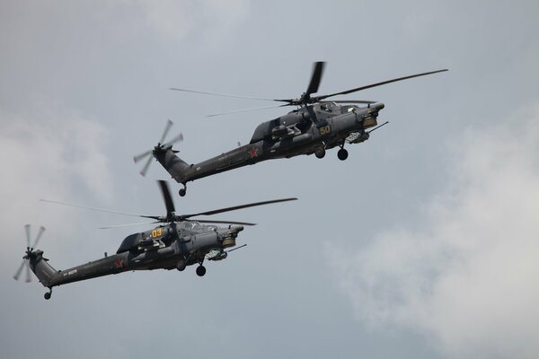 Équipe de voltige Berkuty . Armée de l air russe. mi-28N.