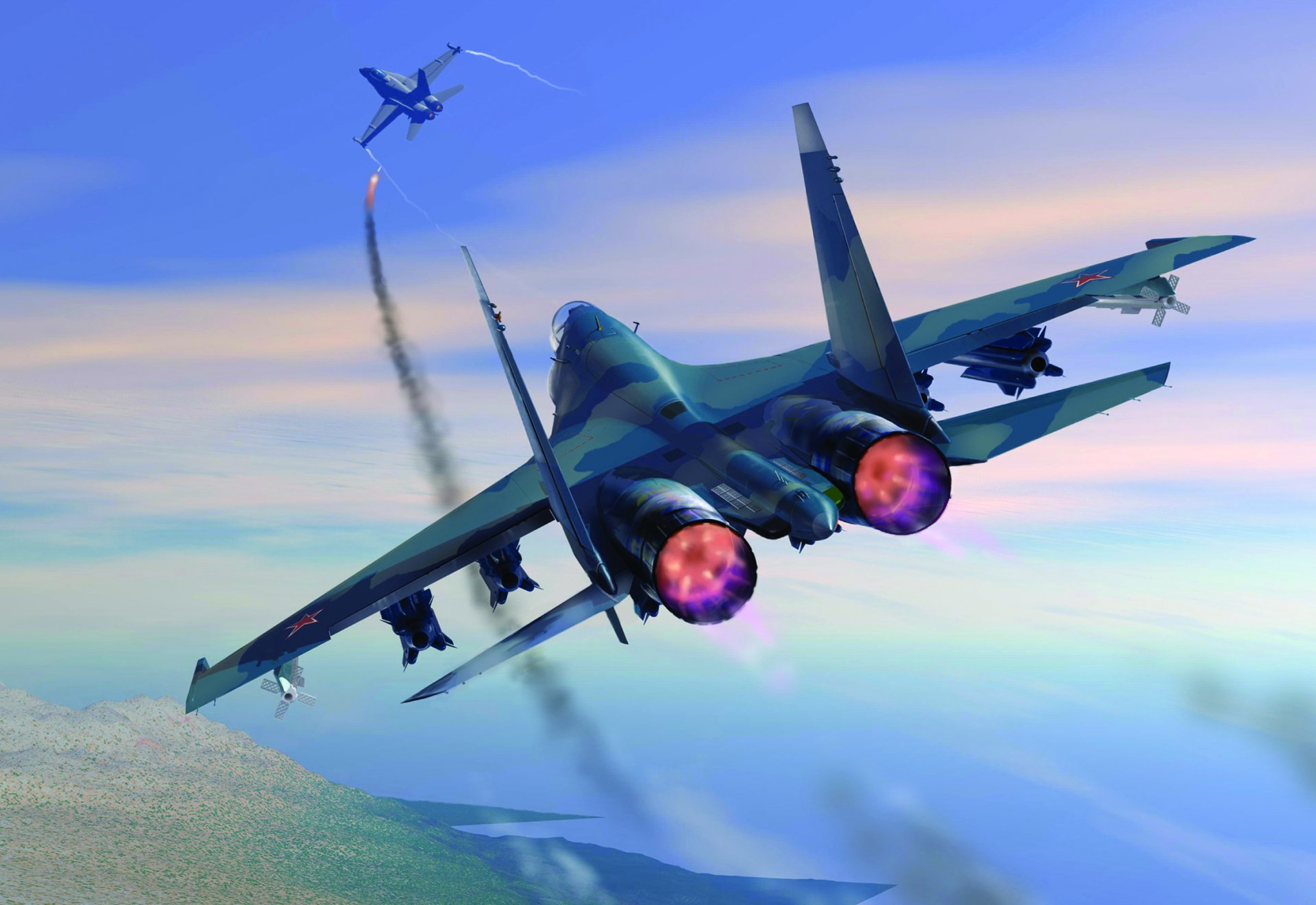 su-27 klopft ab f-18