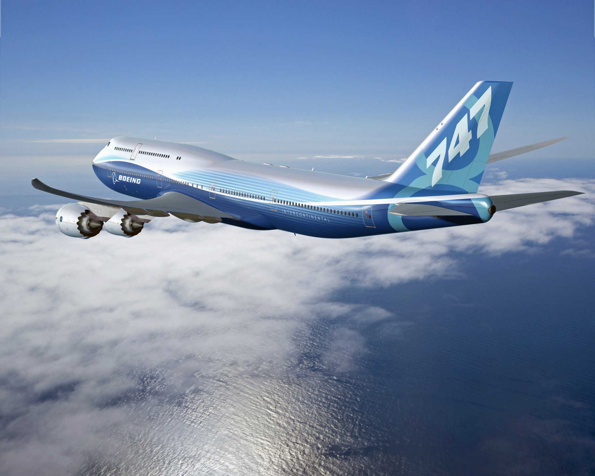 boeing 747-8 intercontinental in flight new aircraft