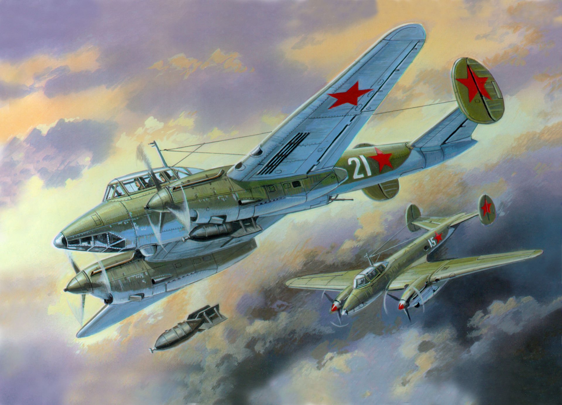 pe-2 dibujo bombarderos incursión buceo