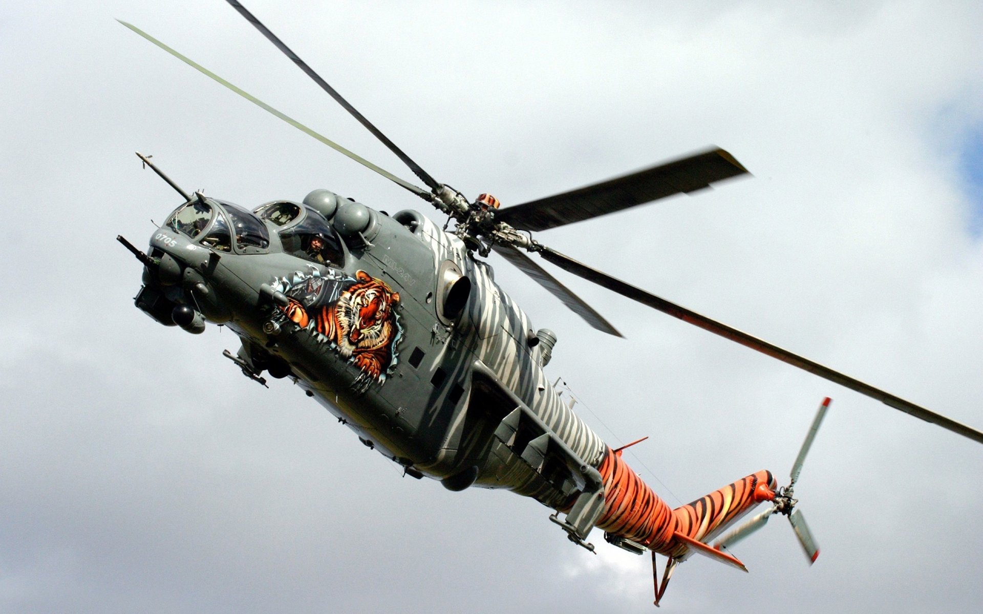 hélicoptère ciel vol pilote couleur tigre lames