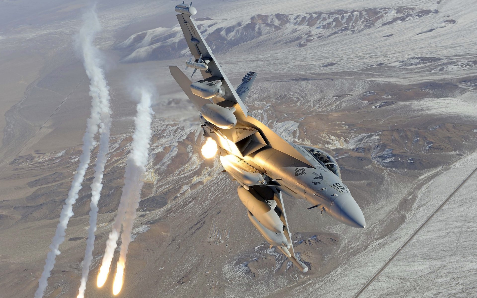 f-18 hornet flares ea-18g growler fighter shot