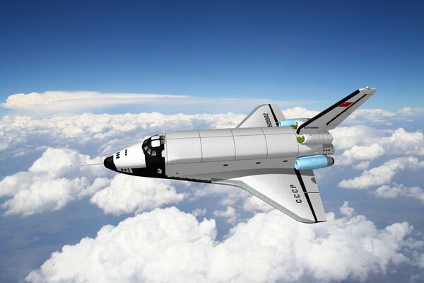 The aircraft is an analogue of the BTS-002 ok-gli in the clouds