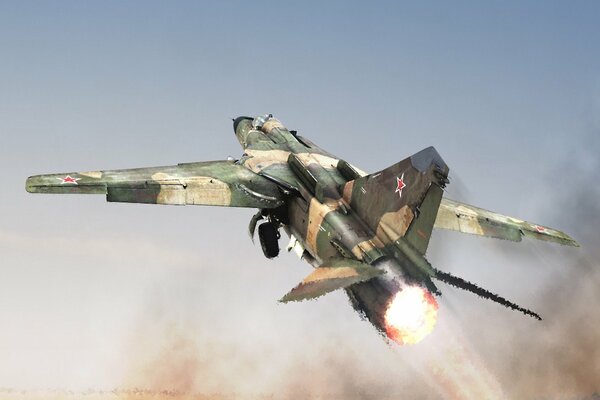 L intercepteur MIG prend de l altitude en coupant l air chaud de l été