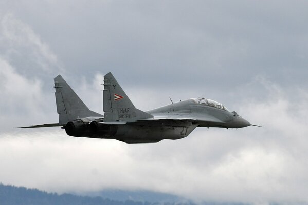 Multi-purpose MIG-29 fighter aircraft in the sky