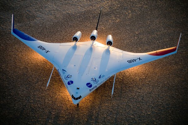 Standing on the ground Boeing phantom x-48b