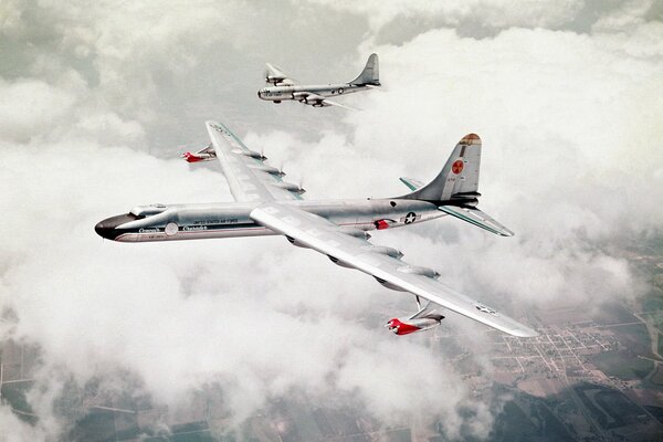 American bombers fly above the clouds