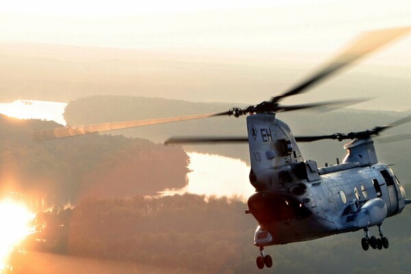 Flying by helicopter the mountains look beautiful