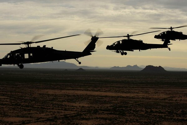 Uh - 60 BLACK hawk y ah-64 apache del ejército de Estados Unidos