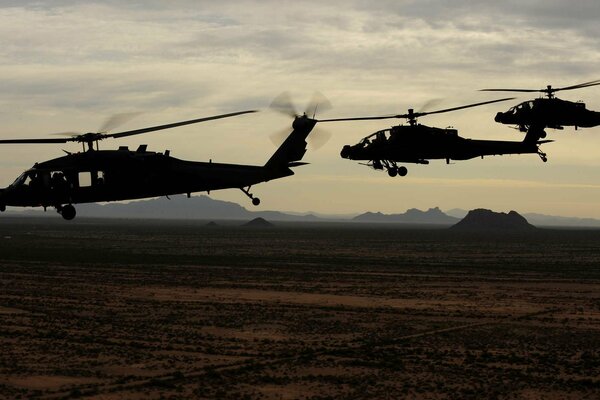 Вертолеты uh- 60 black hawk и ah- 64 apache армии сша