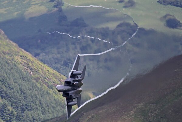 Aviation, F 15 aircraft turn in the air