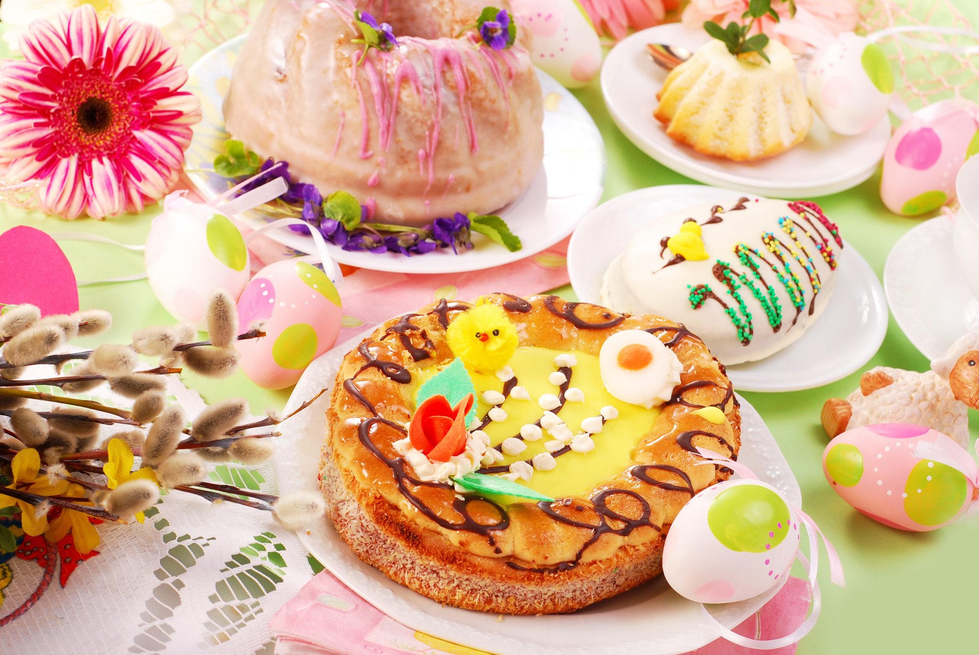 easter spring flowers eggs easter cake cake serving