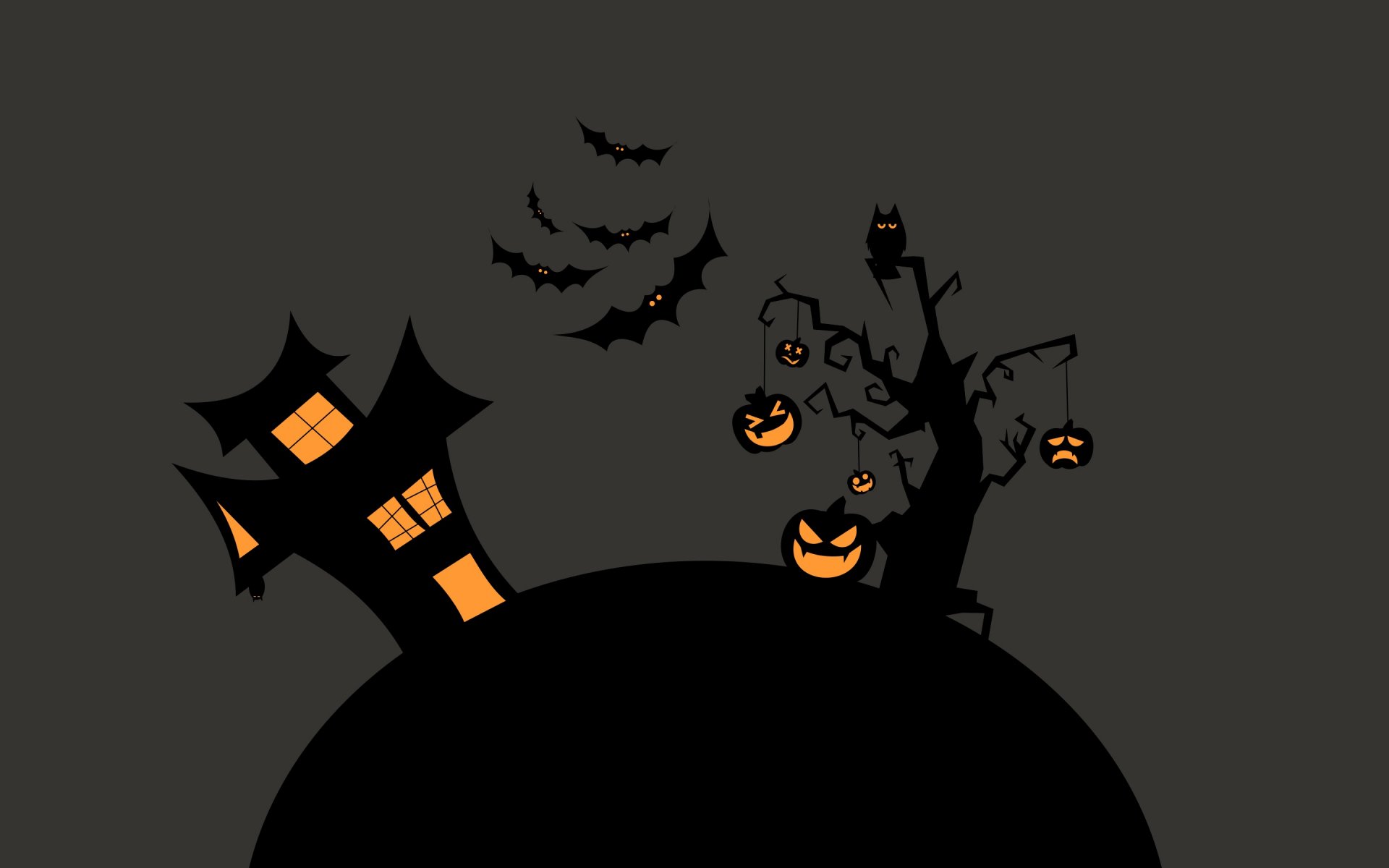 house tree night pumpkin bats helouin halloween