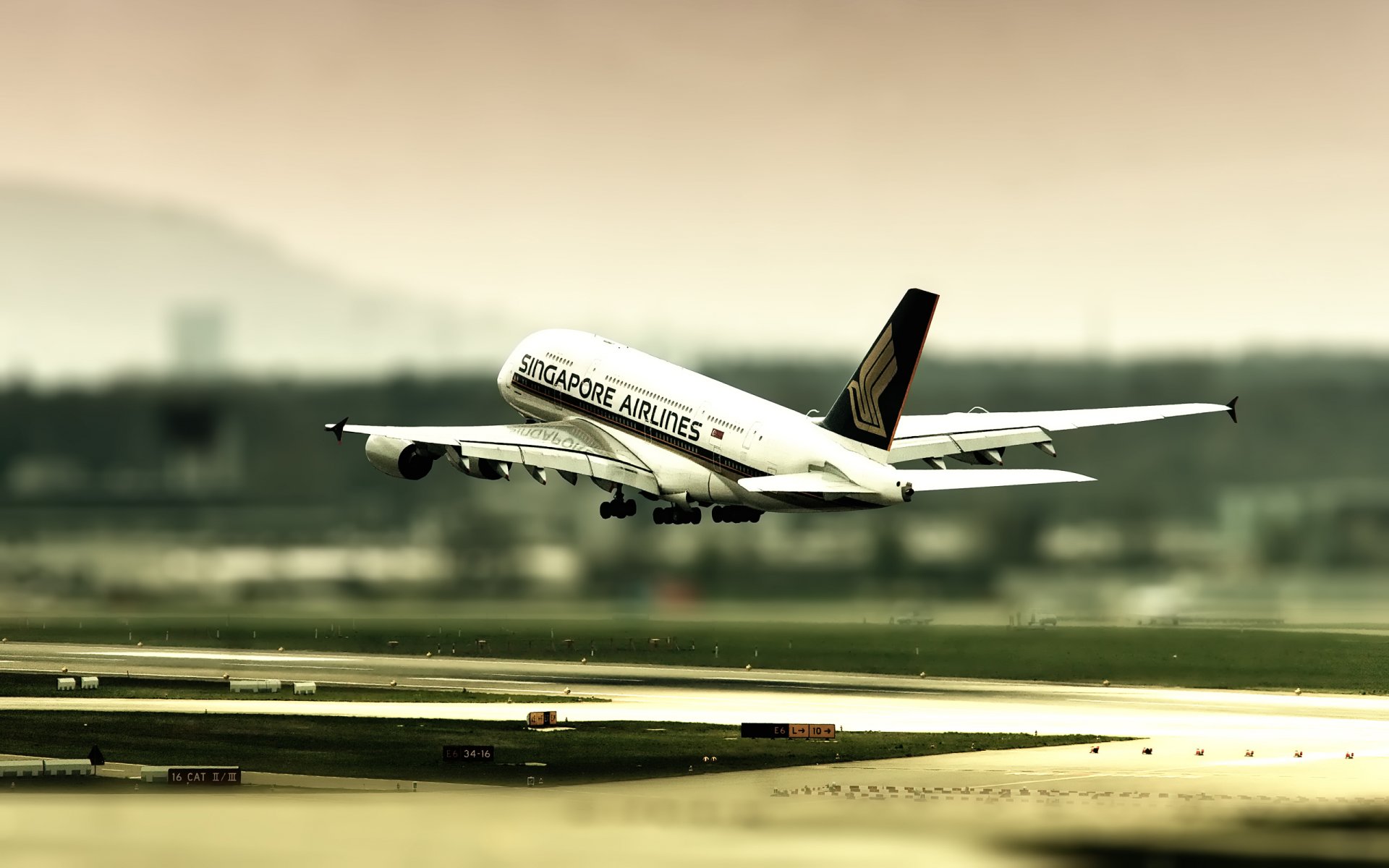 airbus 380 zurich airport tilt shift