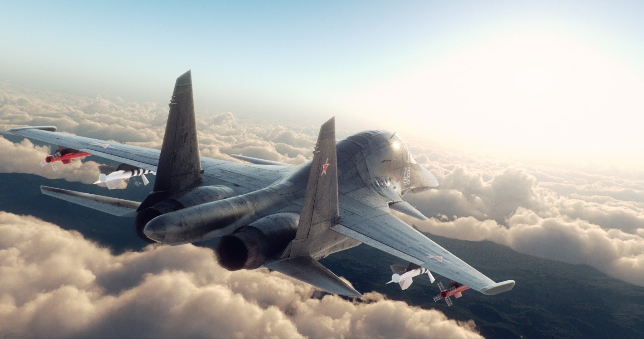 su 34 myśliwiec chmury rendering