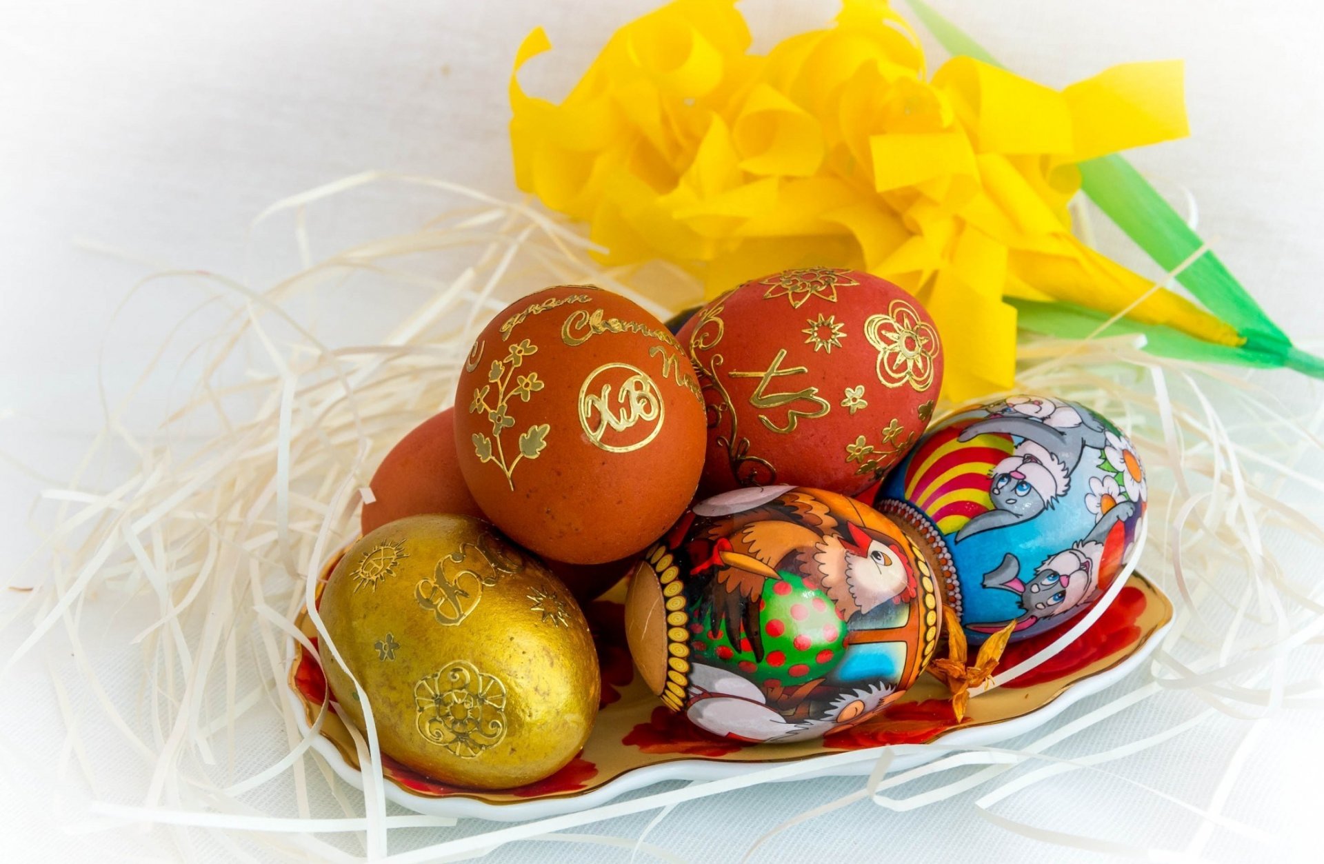 holiday easter eggs nest colored egg