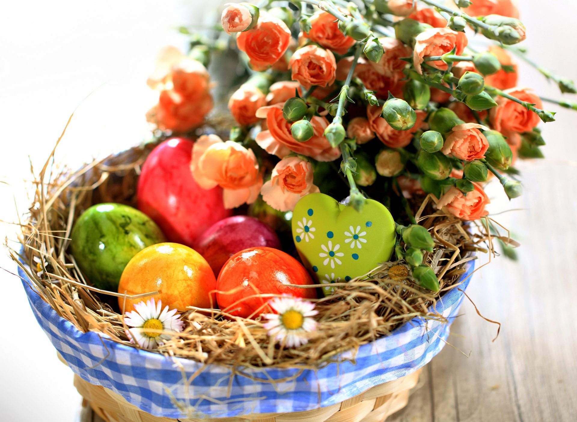 pâques fleurs vacances printemps roses oeufs multicolore printemps