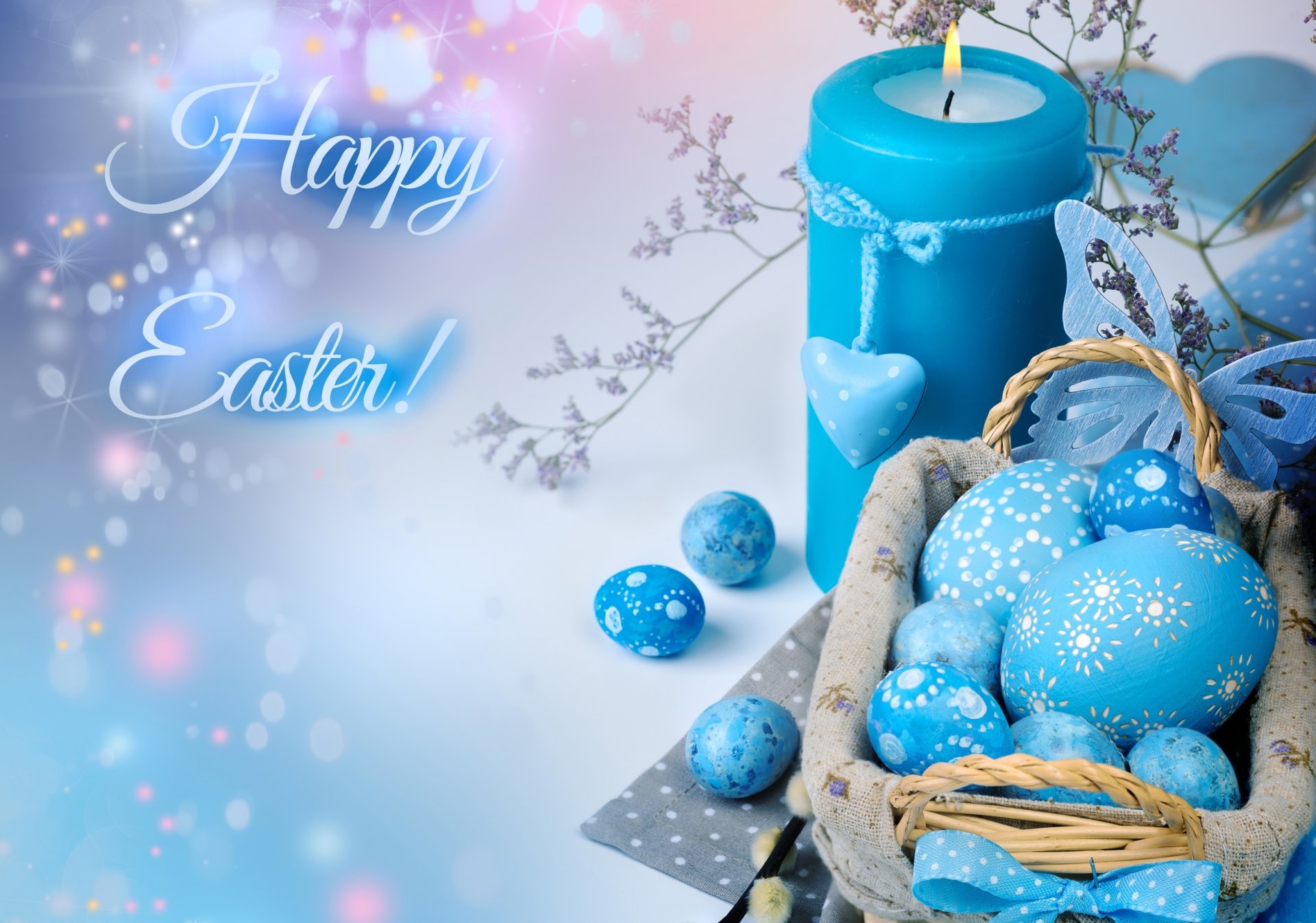 kerze eier ostern dekor blau